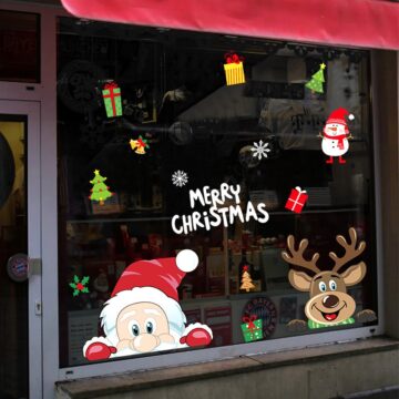 Christmas Window Decal Santa Claus Snowflake Stickers