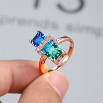 Luxury Female Rainbow Crystal Thin Ring
