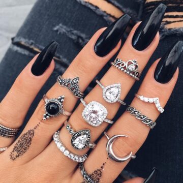 Vintage Women crystal Finger Knuckle Rings Set